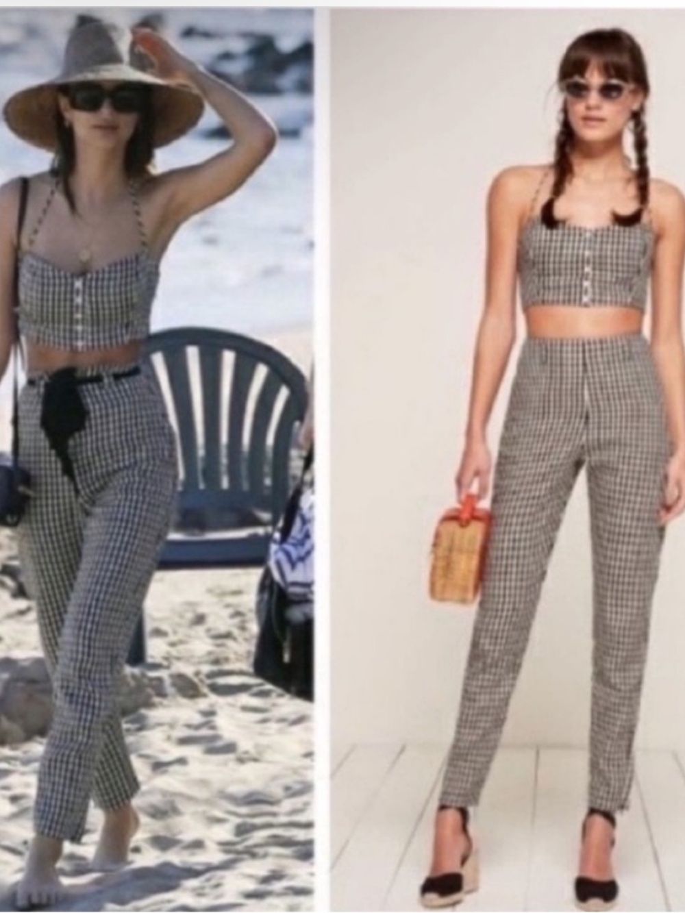 Reformation Claudia Gingham Black and White Check Linen Pants